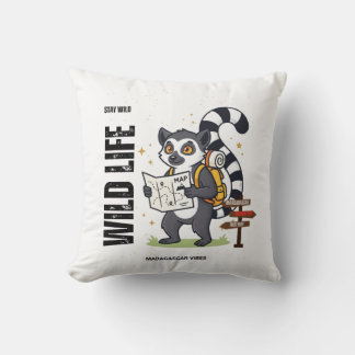 Stay Wild Lemur Life - Madagascar Vibes Cute lemur Cushion