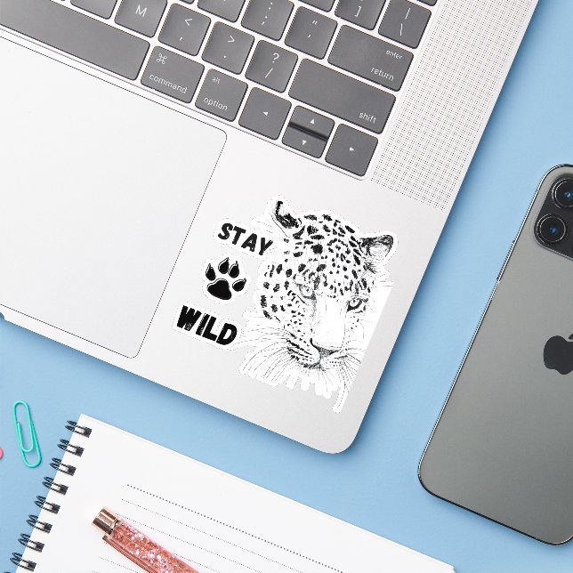 Stay Wild Leopard Graphic (Laptop w/ iPhone)