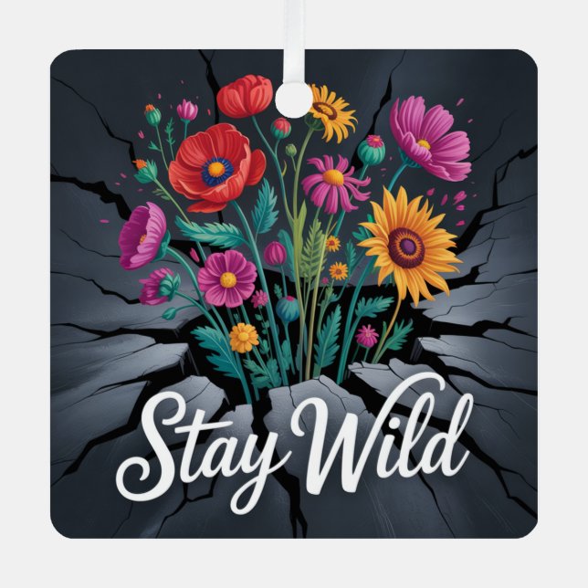 Stay Wild Metal Tree Decoration (Front)