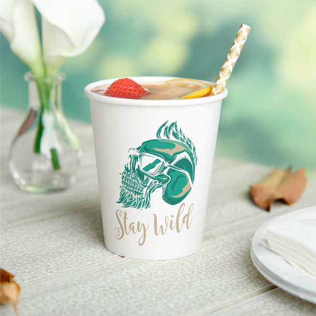 Stay Wild Modern Bearded Skull Paper Cups (Creator Uploaded)