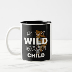 Stay Wild Moon Child Boho Celestial Design Two-Tone Coffee Mug