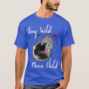 Stay Wild Moon Child Boho Feather Lunar Eclipse Hi T-Shirt