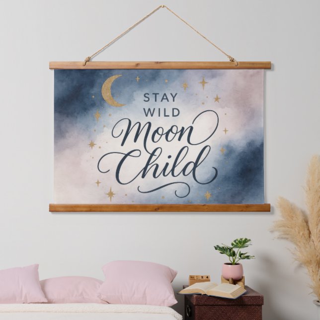 Stay Wild Moon Child Celestial Spiritual Hippie Hanging Tapestry (Bedroom)