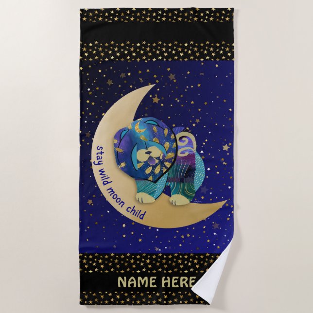 STAY WILD MOON CHILD Chow grooming table cover Beach Towel (Front)