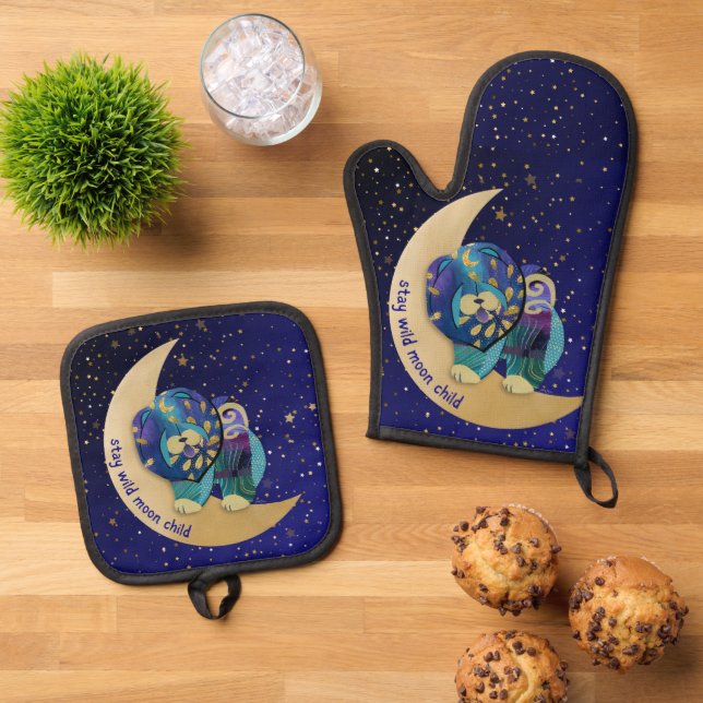 STAY WILD MOON CHILD Chow oven mit & Pot Holder Oven Mitt & Pot Holder Set (Top Down)