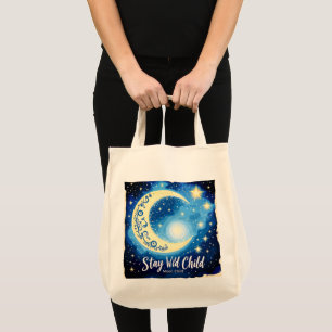 “Stay Wild Moon Child” Grocery Tote Bag