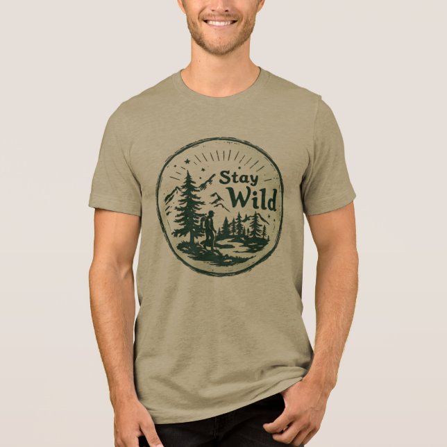 "Stay Wild" Nature Graphic T-Shirt for Outdoor Tri-Blend Shirt (Front)