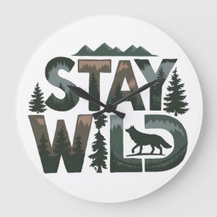 Stay Wild - Nature-Inspired Design Large Clock