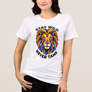 Stay Wild Never Tame Geometric Lion Graphic T-Shir Tri-Blend Shirt