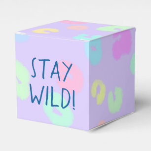 "Stay Wild!" Pastel Rainbow Leopard Print Favour Box