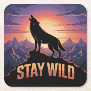 Stay Wild Square Paper Coaster