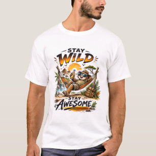 Stay Wild Stay Awesome Pangolin Hammock Adventure T-Shirt