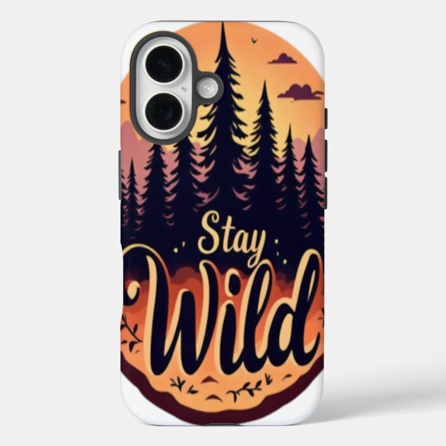 Stay Wild: Sunset Forest Illustration Case-Mate iPhone Case (Back)