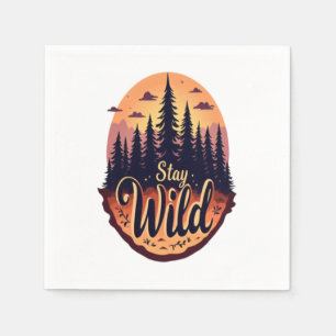 Stay Wild: Sunset Forest Illustration Napkin
