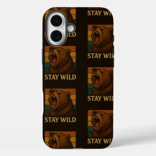 Stay Wild Vintage Animal Graphic for Nature Lover iPhone 16 Plus Case