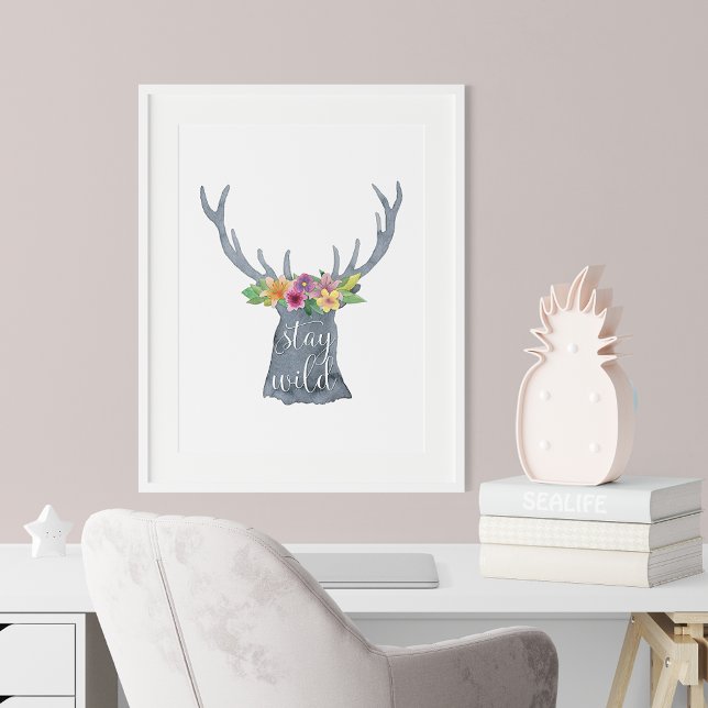Stay Wild Watercolor Antlers Poster (Creator Uploaded)