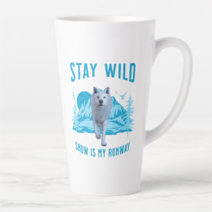 Stay Wild White Wolf Snow Runway Latte Mug
