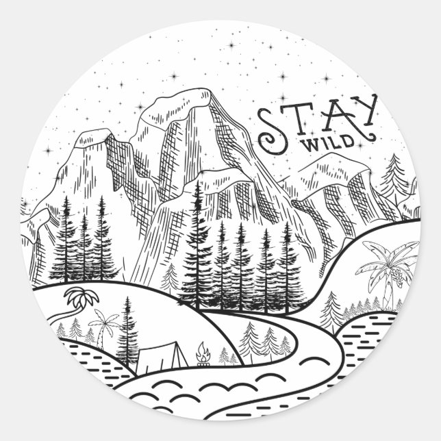 Stay-wild-wildlife-camping T-Shirt Classic Round Sticker (Front)