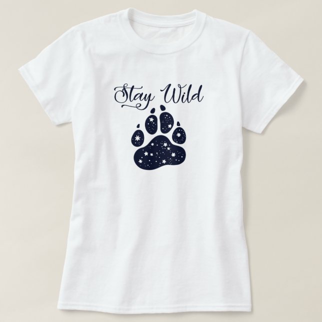 Stay Wild Wolf Paw T-Shirt (Design Front)