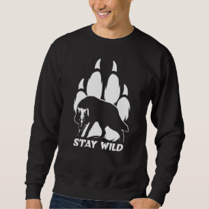 Stay Wild - Wolf silhouette and footprint Sweatshirt