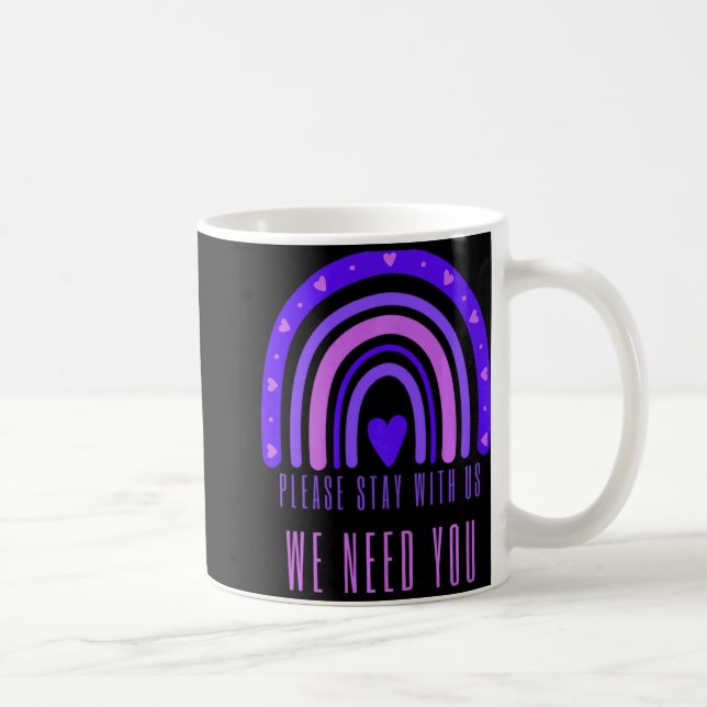 Stay With Us Rainbow 988 Suicide Prevention  Coffee Mug (Right)