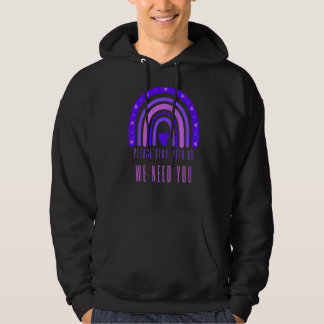 Stay with us Rainbow 988 Suicide Prevention   Hoodie