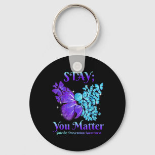 Stay You Butterfly Semicolon Suicide Awareness Key Ring