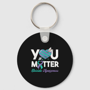 Stay You Purple Teal Heart Suicide Awareness Key Ring