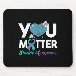 Stay You Purple Teal Heart Suicide Awareness Mouse Pad