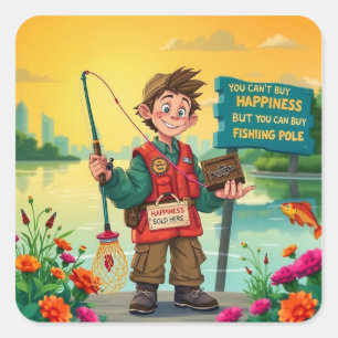 Stay Young at Heart: The Joy of Fishing Square Sticker