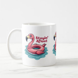 Stayin’ Afloat Funny Flamingo Pool Float Retro Coffee Mug