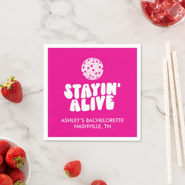 Staying Alive Bachelorette Disco  Napkin (Insitu)