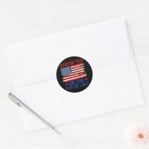 Staying Fly On The 4th Of July American Flag Usa Classic Round Sticker