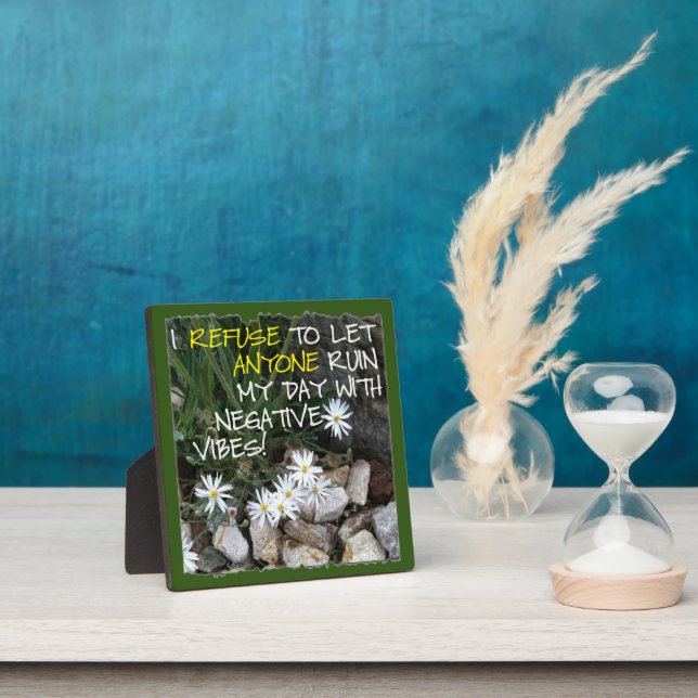 Staying Positive Text With White Daisies Plaque (Insitu)