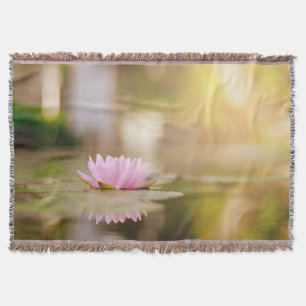 Staylish Lotus Flower Landscape, Zen Throw Blanket