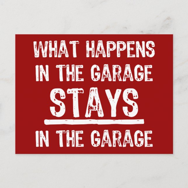 Stays In The Garage Postcard (Front)