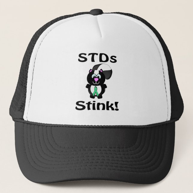 STDs Stinks Skunk Awareness Design Trucker Hat (Front)