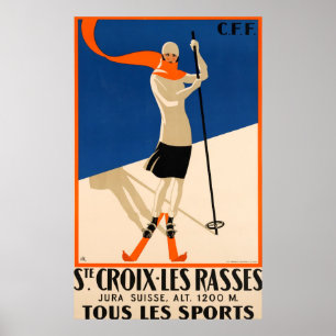 Ste Croix Et Les Rasses Swiss Vintage Travel Poster