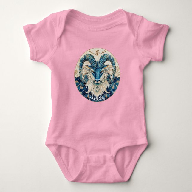 Steadfast Capricorn: Conqueror of Cosmic Heights Baby Bodysuit (Front)