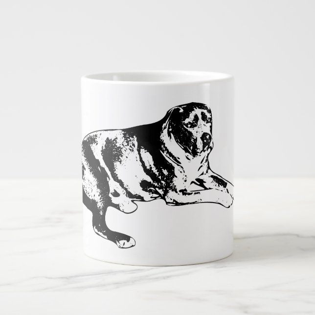 Steadfast Pup in Clean Ink Large Coffee Mug (Front)