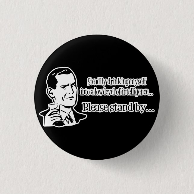 Steadily Drinking Retro Party Guy 3 Cm Round Badge (Front)