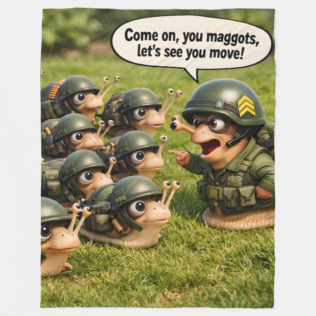 Steady army snail drill Sergeant fleece blanket (Front)