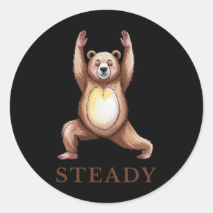 Steady Bear Yoga Shirt Calm Lance Cute Animal Yogi Classic Round Sticker