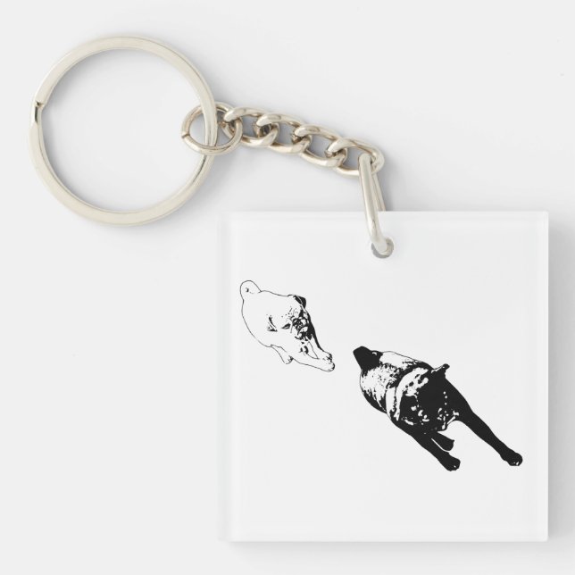 Steady Outing, Minimalist Dog Charm Key Ring (Front)