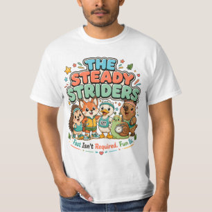 Steady Striders Cute Running Club Animal Friends T-Shirt