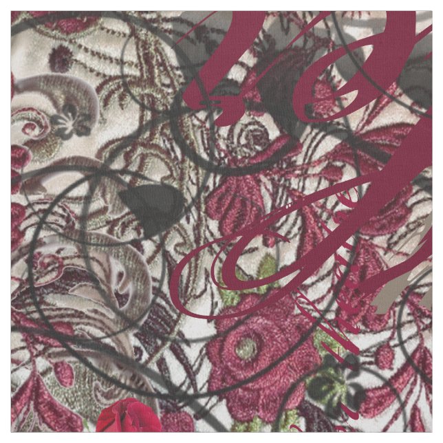 Steady Threads Modern Vintage Rose & Calligraphy Fabric (Swatch)