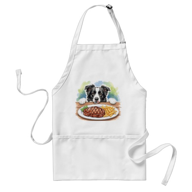 Steak and Fries with Border Collie Funny Dog Lover Standard Apron (Front)