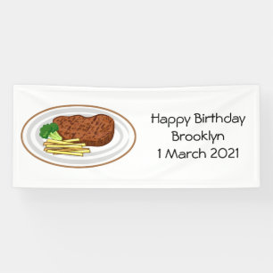 Steak cartoon illustration banner