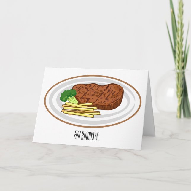 Steak cartoon illustration card (Front)