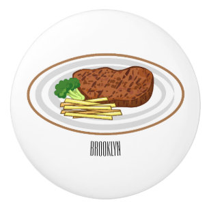 Steak cartoon illustration ceramic knob